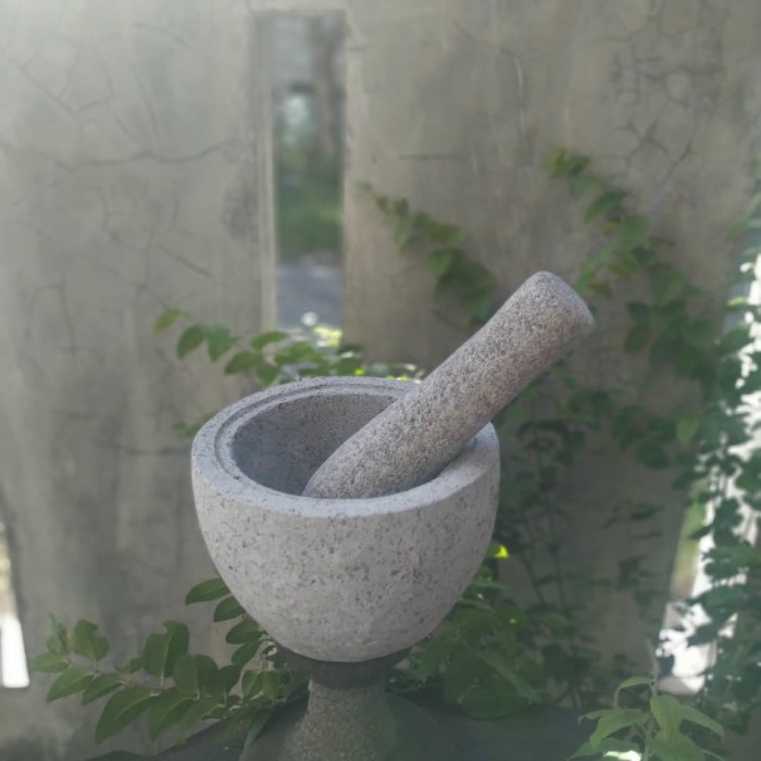 {{ Lumpang / Lesung Batu Kali Diameter 16Cm + Alu / Tumbukan Ready }}