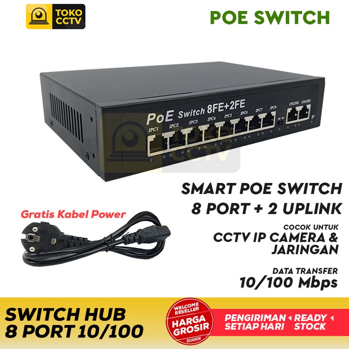 Poe Switch 8 Port 2 Uplink 10/100Mbps, Smart Poe Switch 8 Port