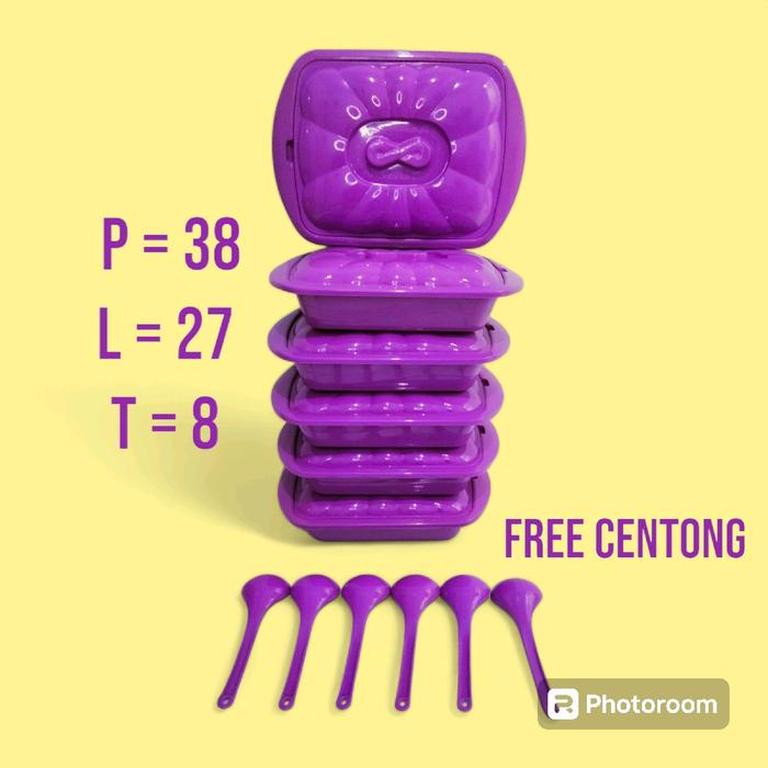 Prasmanan Jumbo Kotak / Segi Free Centong Makan Set Peralatan Makan Kitchenware Piring Saji 1 Set