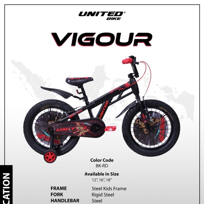 Sepeda Anak Laki BMX 12 inch UNITED VIGOUR ban Jumbo Kode 518