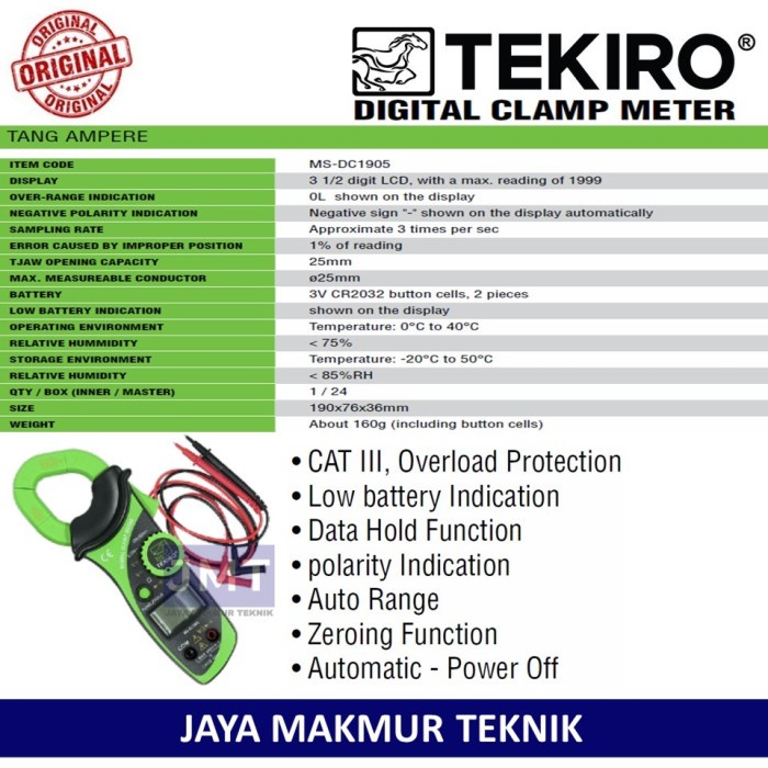 Tekiro Store Id TEKIRO Digital Clamp Meter Tang Ampere Meter Tang Jepit Amper