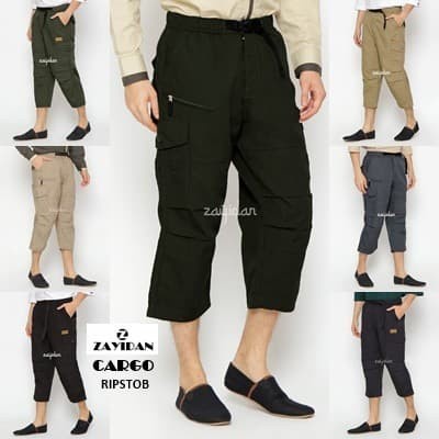 Celana Sirwal Zayidan Pria Muslim Cargo - Hitam