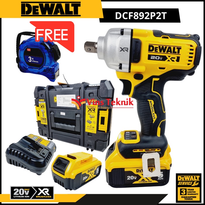 Brushless Impact Wrench Mesin Pembuka Baut DEWALT DCF892P2T DCF892