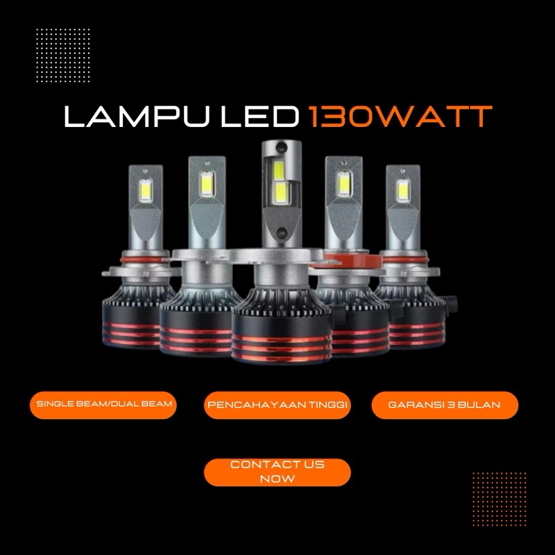 Awet [2Pcs] Lampu Led Headlamp Foglamp Mobil 1Warna 130Watt/Pasang H4,H11,H8,H9,H16,Hb3,Hb4