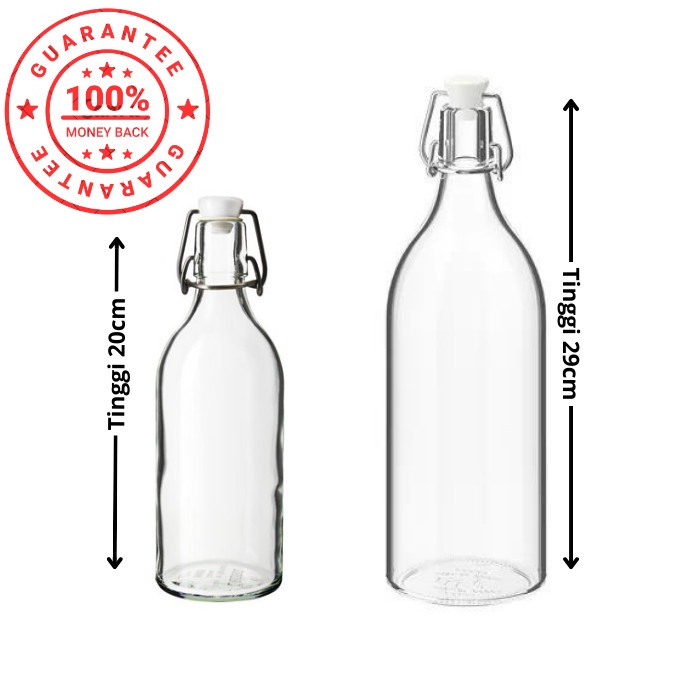 Mari- Botol minum Kaca 1 liter Food Storage Kedap Udara