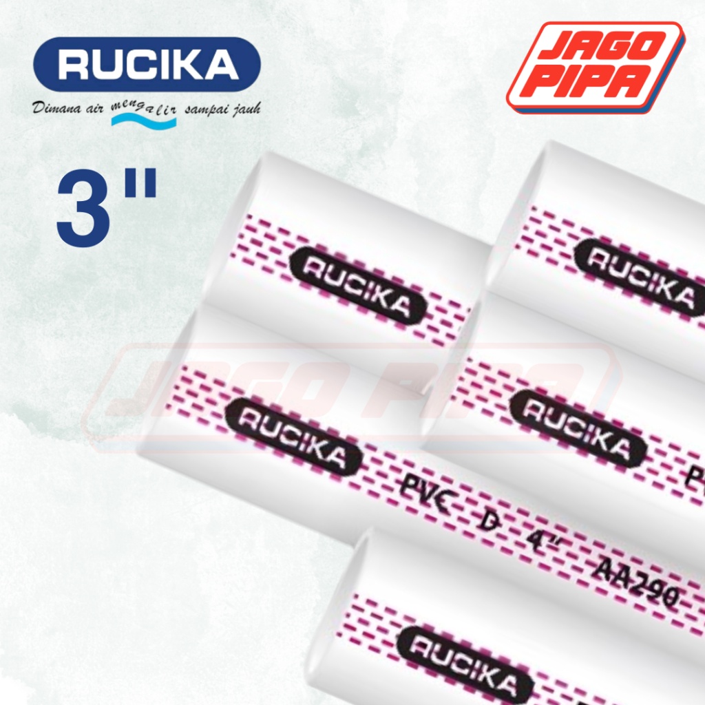 Rucika Pipa D 3 Inch PVC MOF Putih 4 Meter 3" ParalonPutih