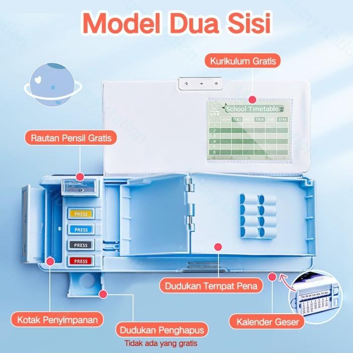 [tmr] - Matougui - Tempat Pensil Multifungsi Anak Kotak Pensil Tombol Otomatis dengan Rautan &