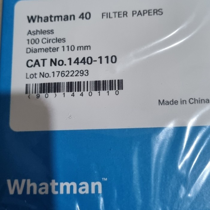 Whatman 1440-110 Filter Paper no. 40 dia 110 mm/Kertas Saring