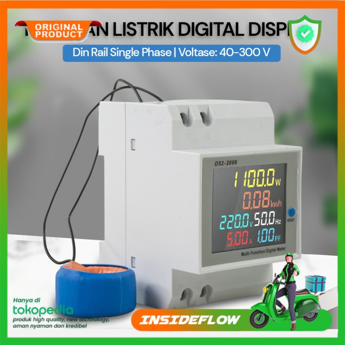 MCB Meteran Listrik Digital Display Din Rail Single Phase 300V