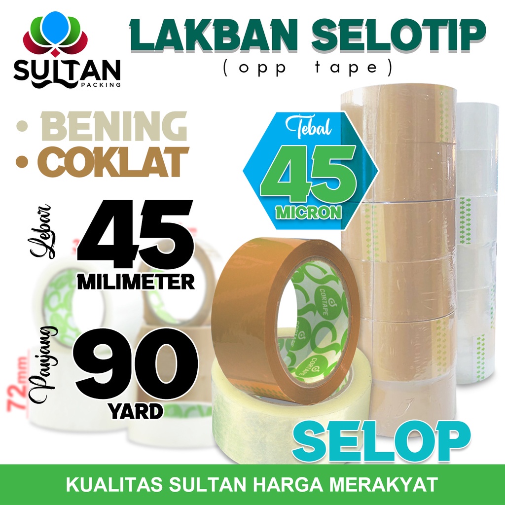 

Lakban Isolasi Selotip 45mm x 90yard Plakban OPP Tape CORTAPE TERMURAH Varian / SELOP