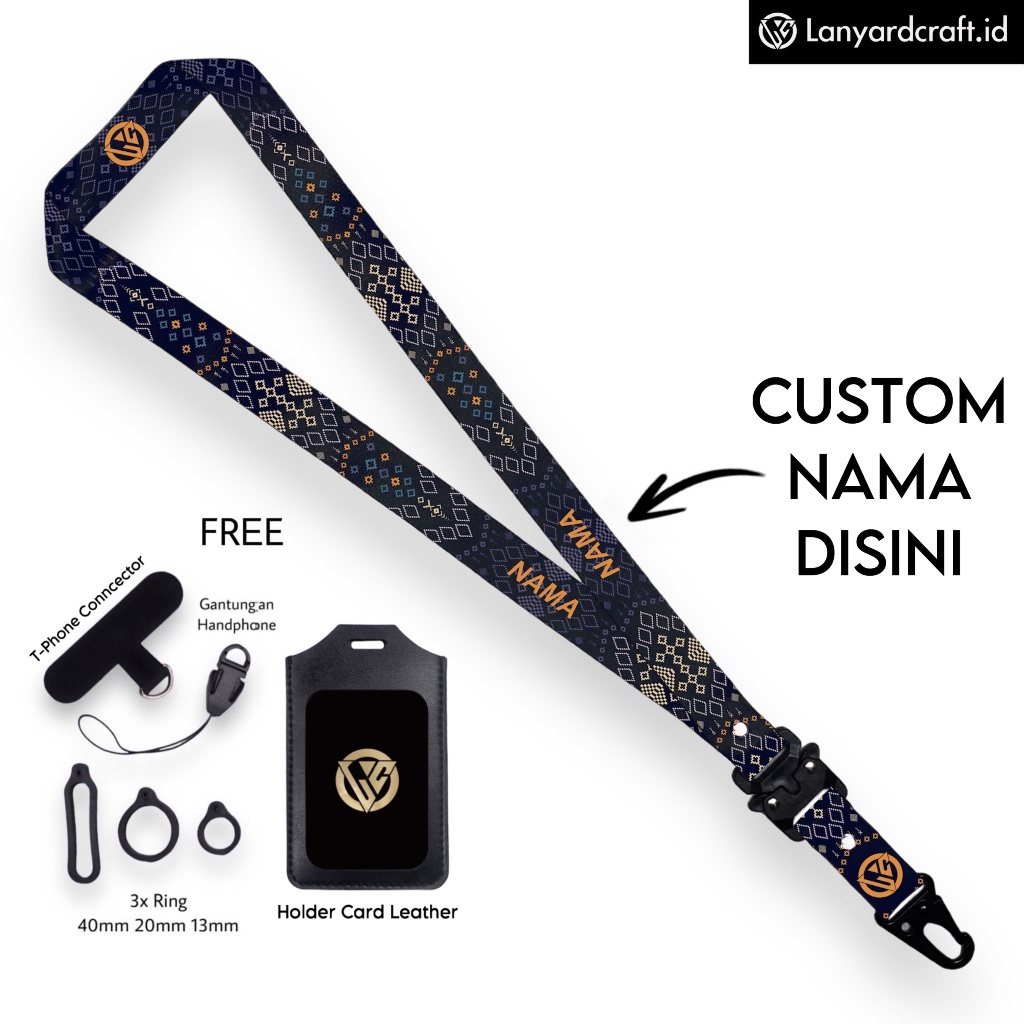 

[JKT-CH] Lanyard Craft Custom Nama Ethnic Nusantara Series Request Nama Satuan Gantungan Card Holder