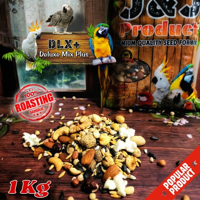 

DELUXE MIX PLUS WALNUT ALMOND MACADAMIA LARGE PARROT JJ SEED 1KG