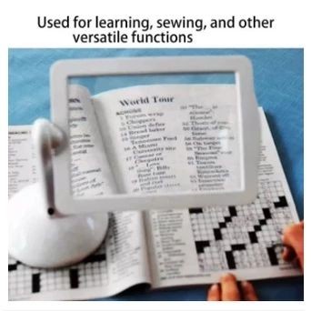 

Kacamata Baca orang tua Kaca Pembesar Bentuk Meja dengan Lampu LED 3x -Reading Viewer Screen