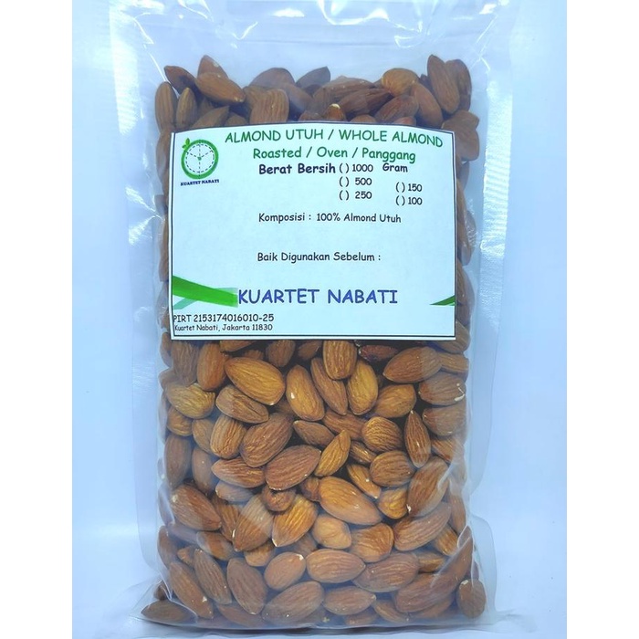 

terbaru !!! (halal) 1000gr roasted almond premium - kacang almond panggang kupas - oven - matang -