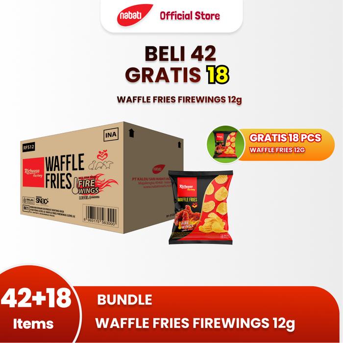 

terbaru !!! [bundle 60 pcs] waffle fries fire wings 12 gram ready