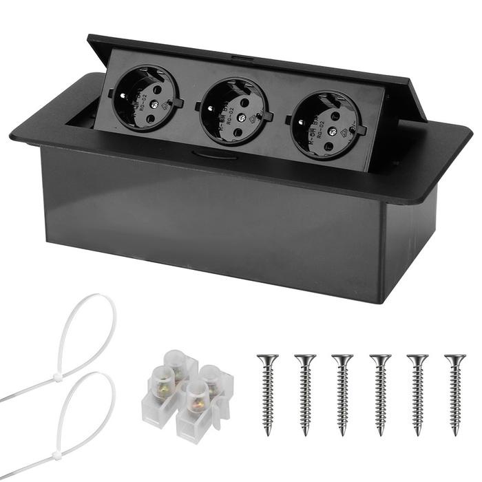 JT READY STOP KONTAK TANAM MEJA SOKET POP-UP 3 LUBANG - TERTANAM FLOOR/DESK OUTLET