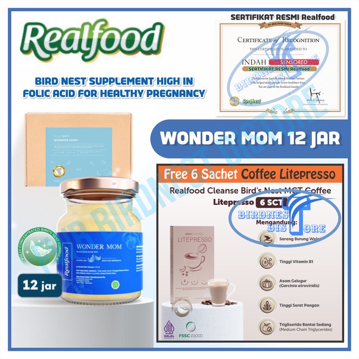 

Realfood Wonder Mom Minuman Sarang Burung Walet Bird Nest Distore