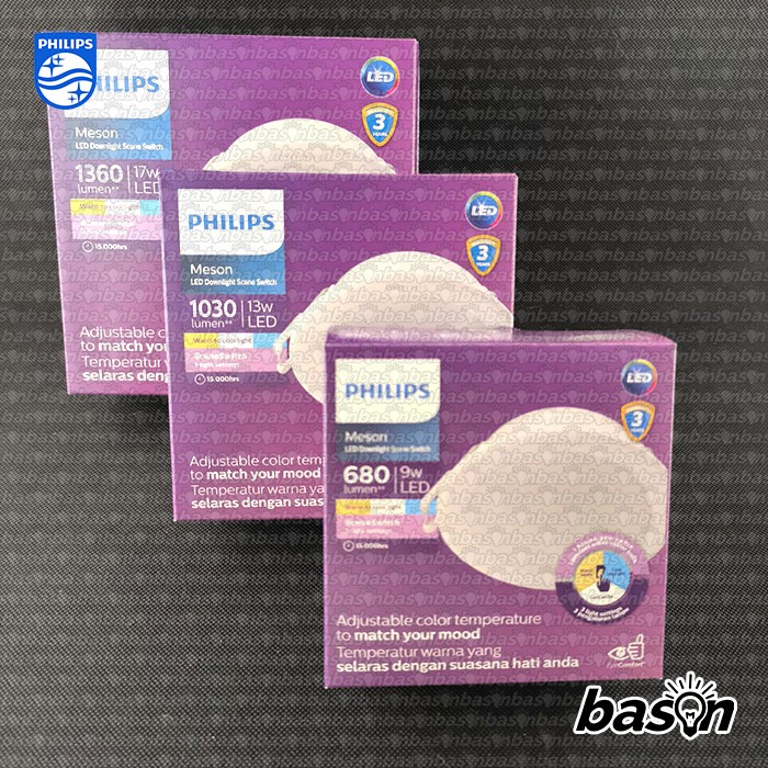 PHILIPS Meson Scene Switch LED Downlight - 1 lampu 3 Warna - 9W 4 inch / 13W 5 inch / 17W 6 inch