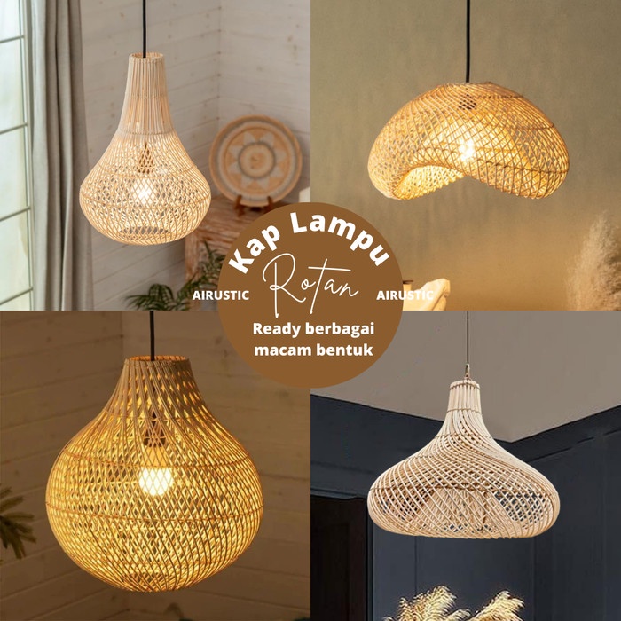 TERLENGKAP Kap Lampu Rotan Gantung Hiasan Cafe,Rumah, Hotel Dll