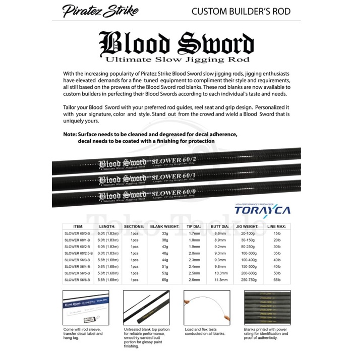 Blank Rod Slow Jigging Piratez Strike Blood Sword #Gratisongkir