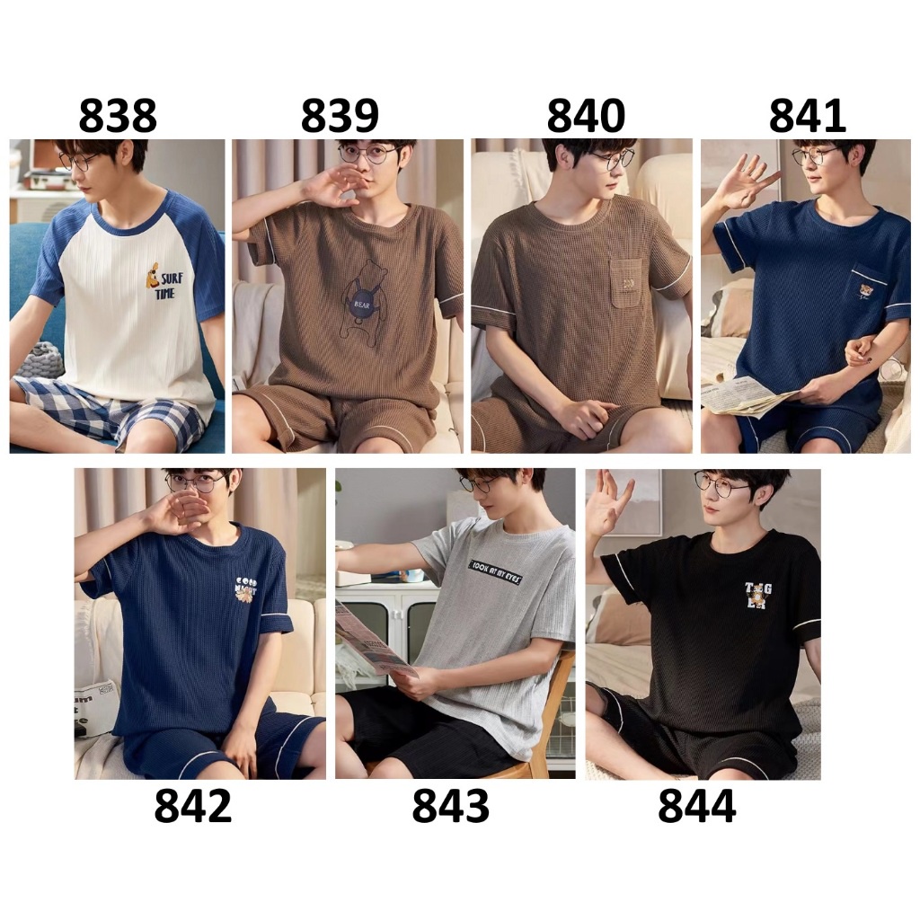 PROMO / Baju Tidur Pria Baju Santai Pria Lengan Pendek Celana Pendek Motif Kartun Menarik