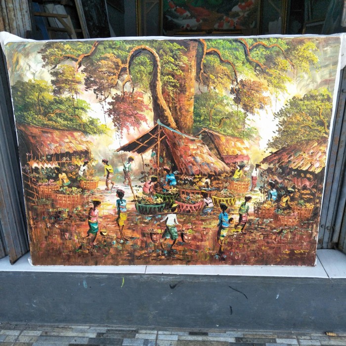 TERPERCAYA Lukisan dinding Pasar tradisional tanpa Bingkai jelekong gallery lukis