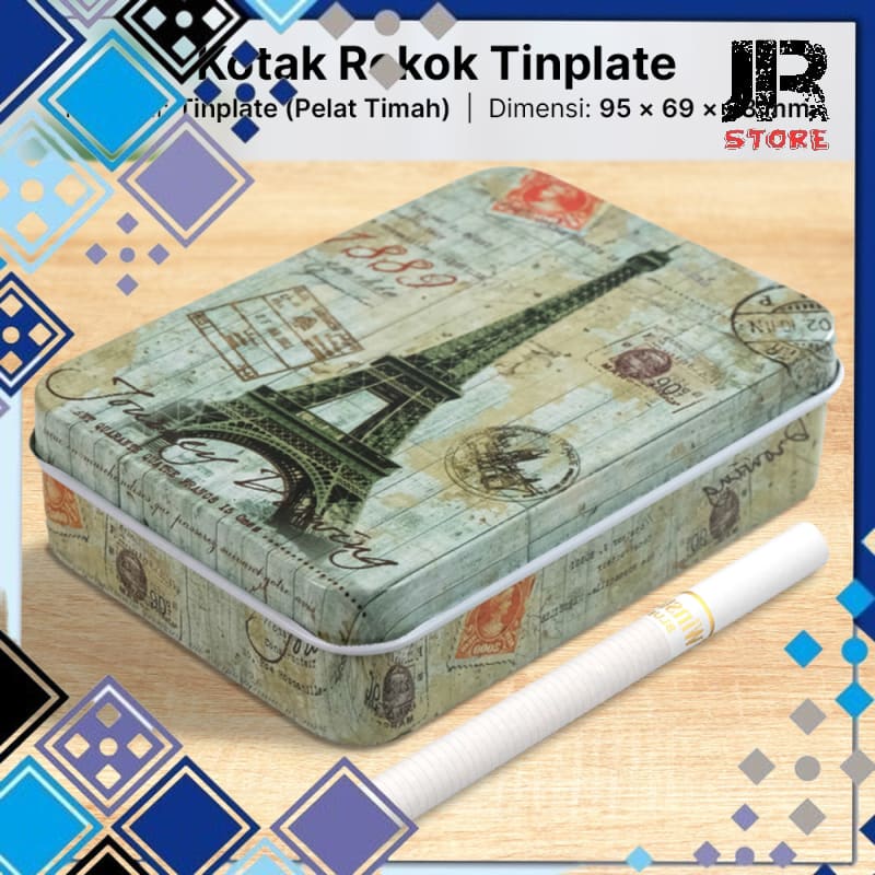 Kotak Tempat Rokok Cigarettes Cases Creative Design Tinplate Menara Eifel Jm 1974 Gray