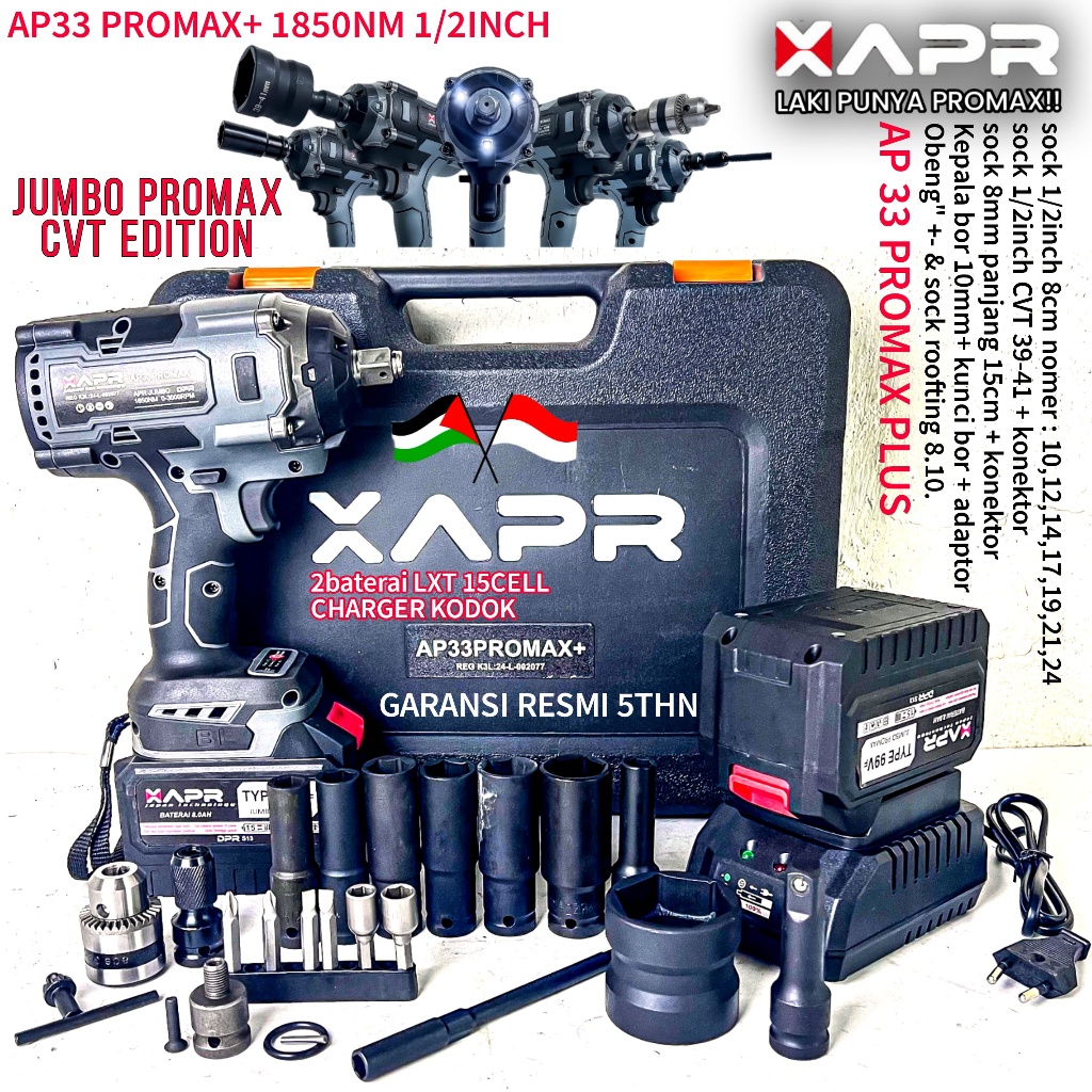 Impact wrench APR JAPAN JUMBO AP33 PROMAX 1850NM GARANSI 5THN Standart mesin pembuka baut roda