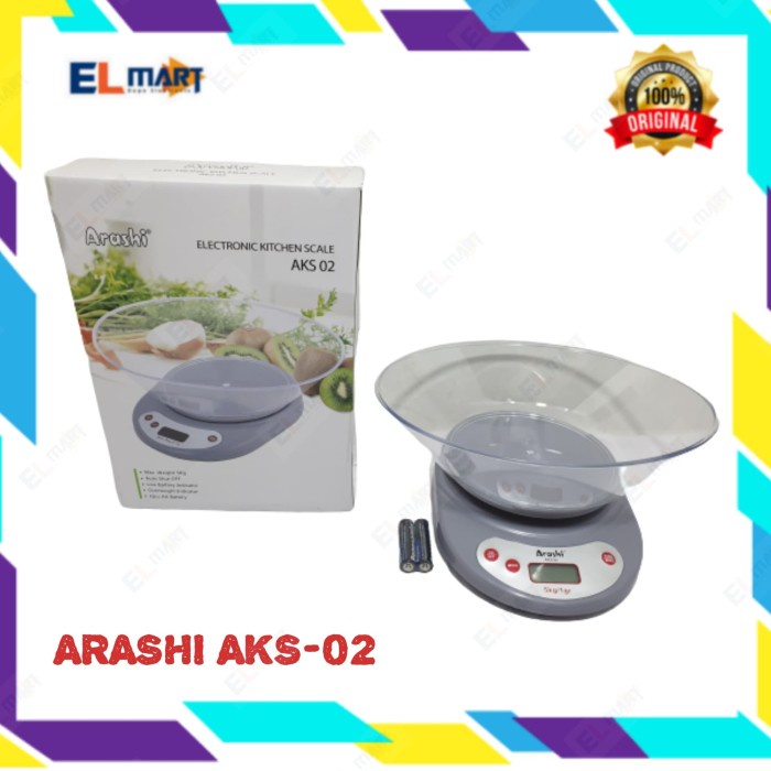 Timbangan Kue Dapur Digital ARASHI AKS02 wadah oval lebar AKS02 5kg