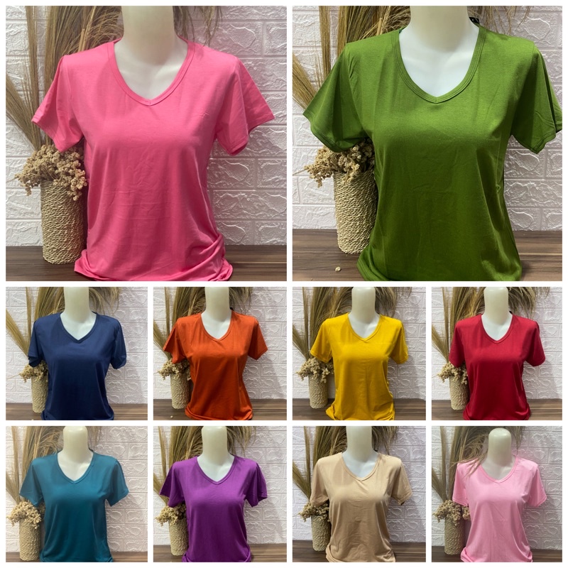 PROMO / Kaos Wanita V neck Polos pendek L XL XXL Kaos Polos Pendek Wanita