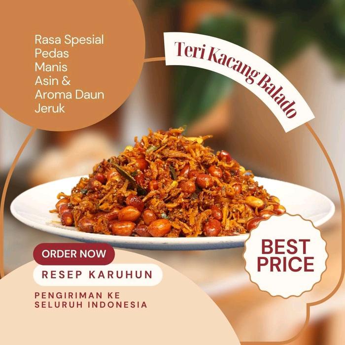 

Teri kacang balado Berat 250gr Pedas Manis Rasa Menggoda Food Makanan siap saji teri medan