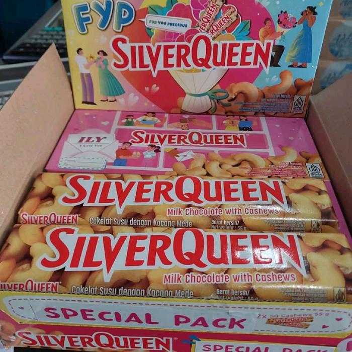 

Silverqueen besar 55GR milk cashew isi 10 pcs limited edition Chocolate Cokelat Coklat