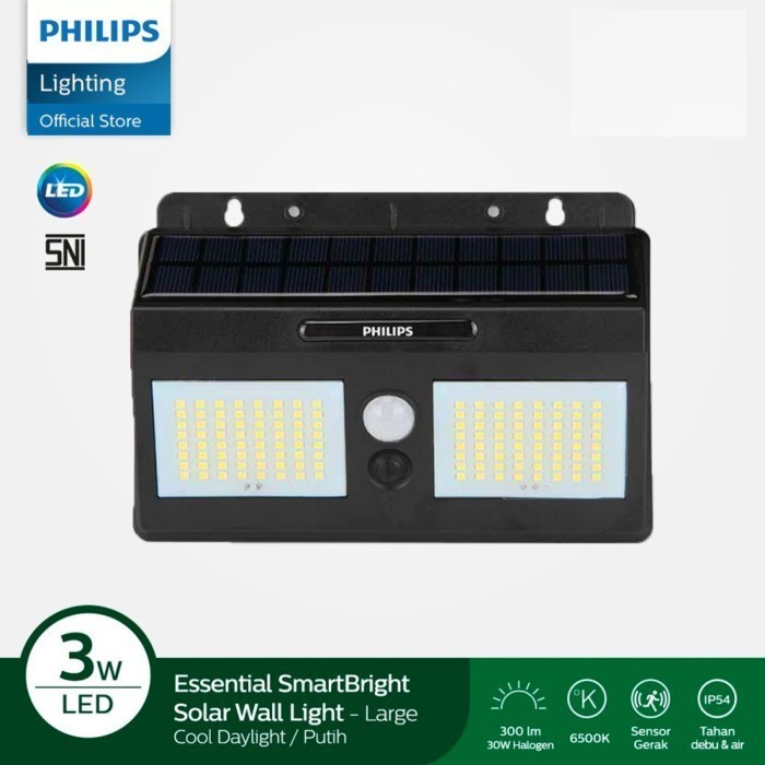 PREMIUM PHILIPS BWS010 LED300 Lampu Solar Dinding Tenaga Surya Sensor Gerak