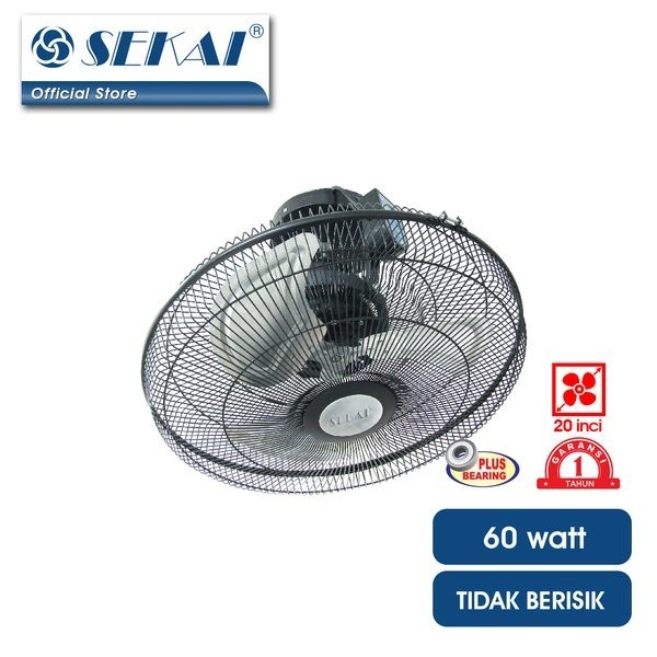 SEKAI Kipas Angin Orbit + Remote COF 2062 R Baling Besi Auto Fan 20 Inch 2062R