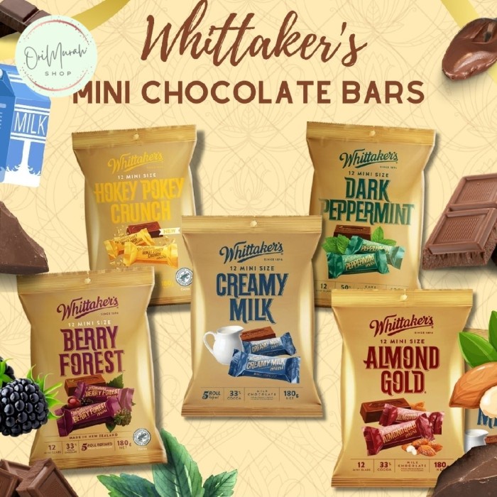 

Coklat Whittakers Mini Size Slab Almond Gold Berry Forest Creamy Milk Hokey Pokey Crunch Dark