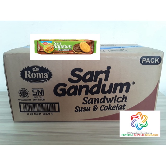 

Roma Sari Gandum Sandwich [115gram /24pack / 1 karton ]
