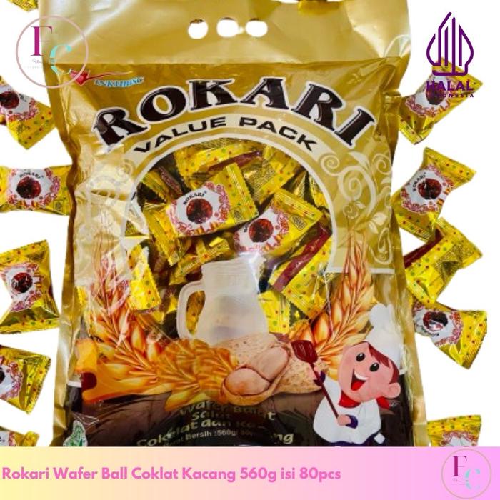 

terbaru !!! rokari wafer ball coklat kacang bag jumbo isi 80pcs ready