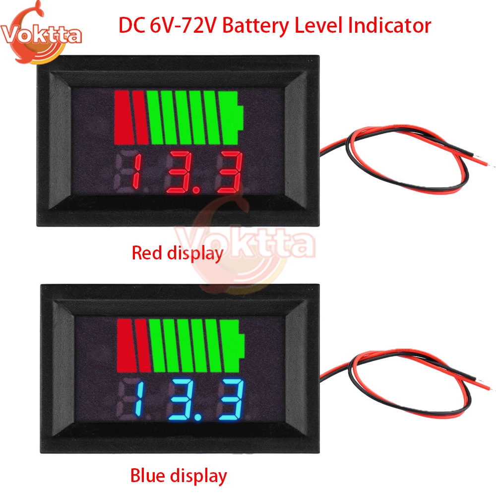 DC 6V-72V Car Battery Charge Level Indicator 12V 24V 36V 48V 60V 72V LED Display Voltmeter Voltage T