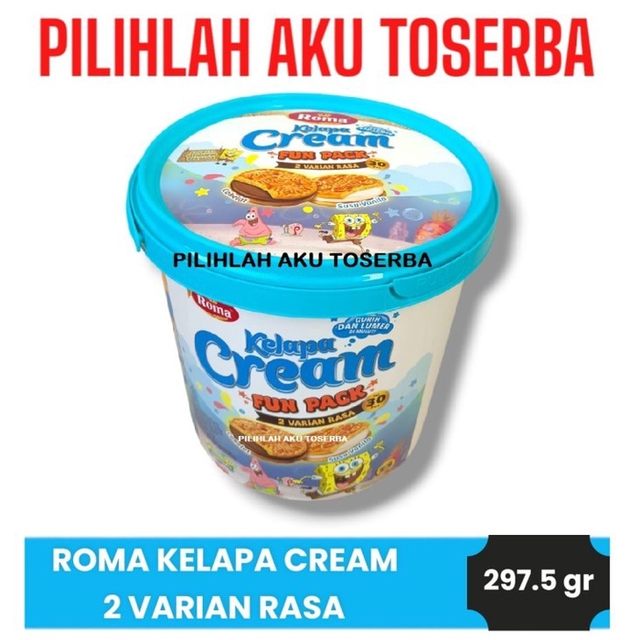 

terbaru !!! roma kelapa cream fun pack mix kemasan jar / ember - ( harga 1 dus ) ready