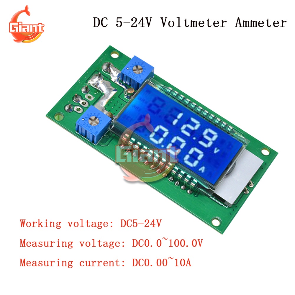 DC5-24V LCD Digital Voltmeter Ammeter Amp Volt Voltage Current Meter Tester Detector DC0.0~100.0V fo