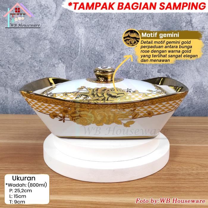 Vicenza Prasmanan Set Segi Isi 3 + Tutup Kaca Dan Keramik + Rak / Cr-751-Dc Gemini Alat Saji Dengan