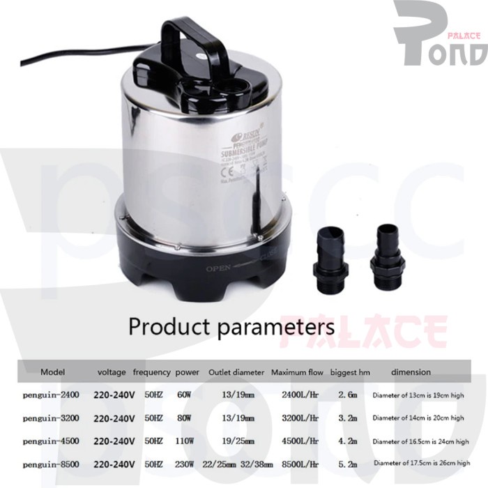 Paling Laris Pompa Vacuum Drain Kolam Koi Resun 4500 Liter Penguin Pompa Air