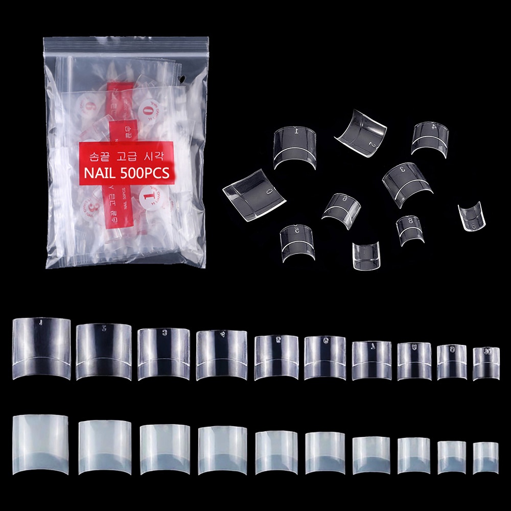 500Pcs Short Nail Tips Acrylic Nails French Square Acrylic Style False Nails