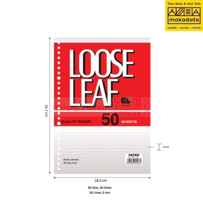 

(BestSeller) KERTAS BINDER LOOSE LEAF JOYKO B5 50 LEMBAR
