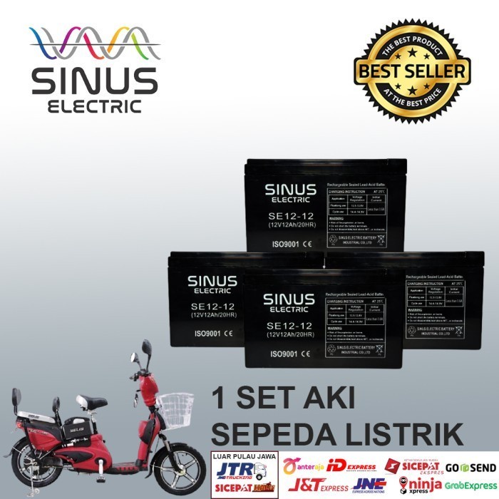 Aki Sepeda Listrik SELIS 1 Paket 12V 12Ah Aki VRLA SINUS 12-18