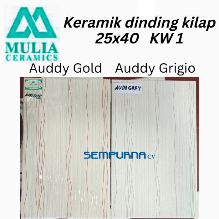 (BestSeller) Keramik ubin dinding tembok lantai kilap 3D KW1 Mulia Auddy Gold Grigio glossy 25x40 3
