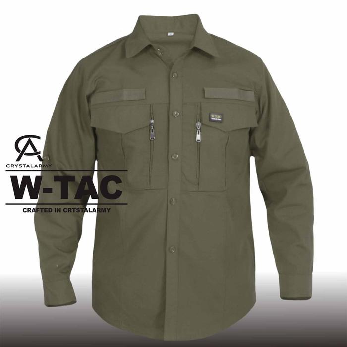 Kemeja Tactical Pria W-Tac Lengan Panjang Berbahan Ripstop Tornado Custom Navy - Maroon, Putih -