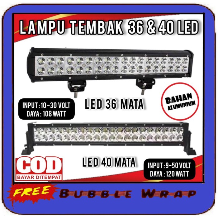 Lampu Tembak Sorot LED Bar Mobil Offroad 36 40 Titik Mata 12 V - 24 V