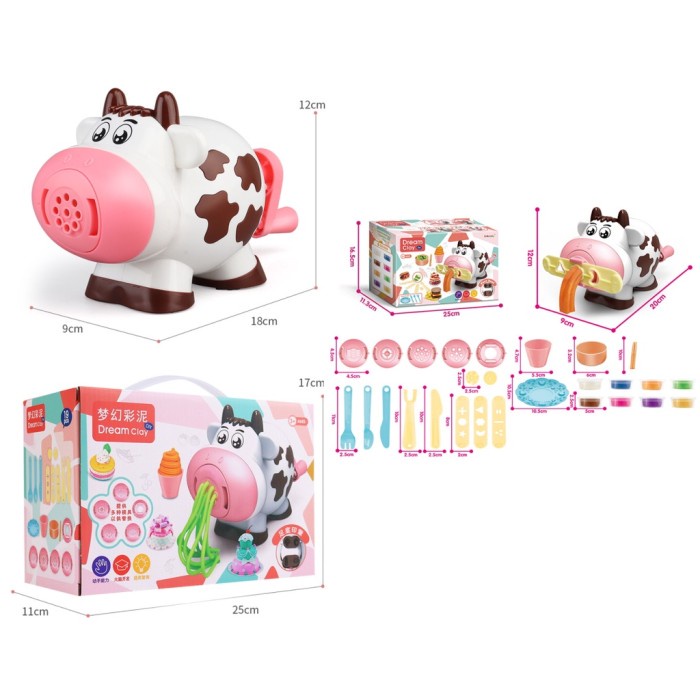 JTTOP" MAINAN DREAM CLAY COW, MAINAN SAPI CLAY TANAH LIHAT SET ANAK