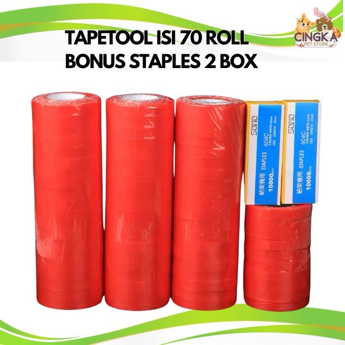 

Promo [70 Roll] Paket Tapetool 70 Roll Bonus Staples 2 Box Cingka Packing Aman